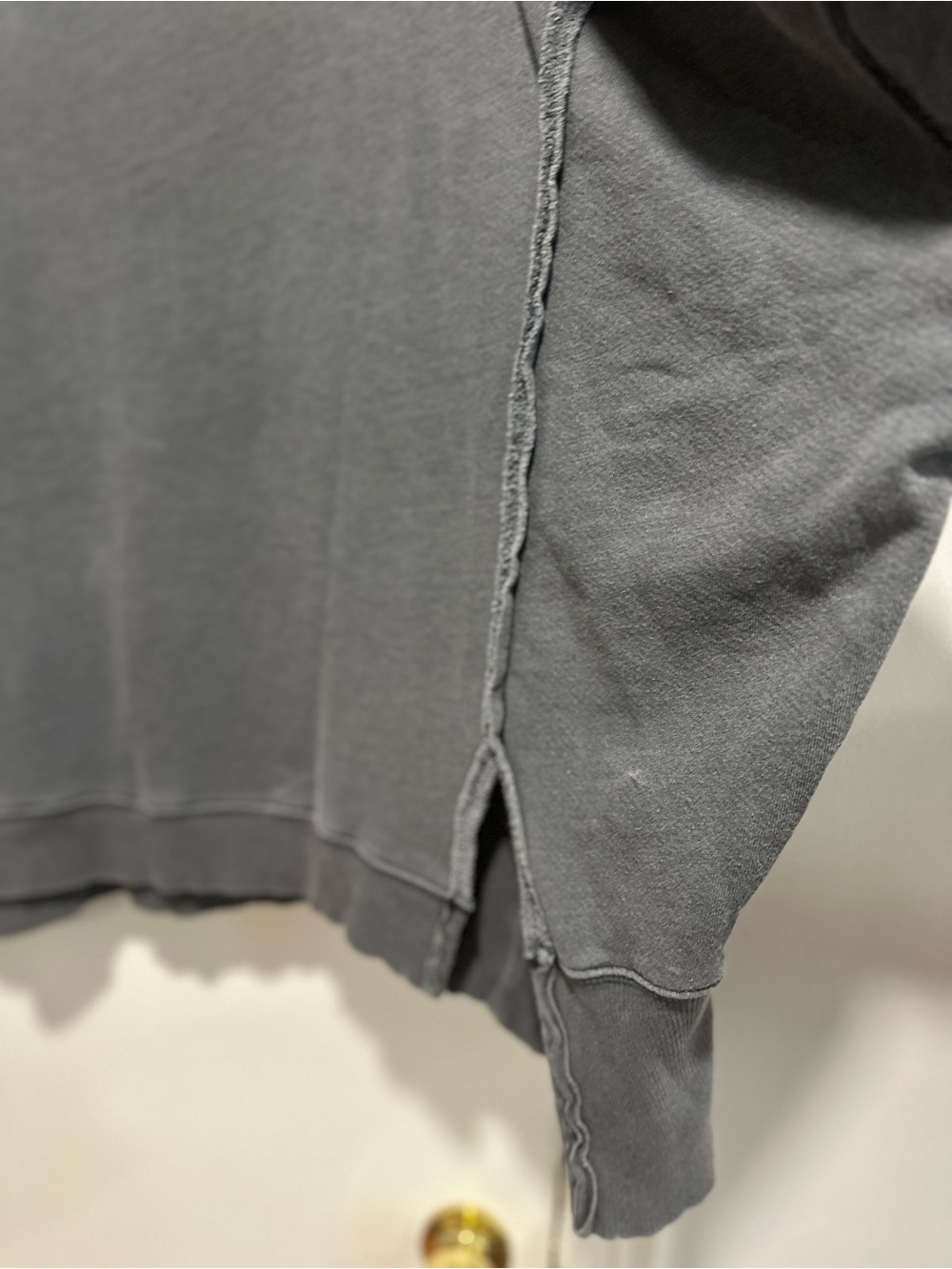 Free People We The Free SzL Gray Camden Sweatshirt Oversized Raw Hem Slouchy Top - Picture 8 of 16